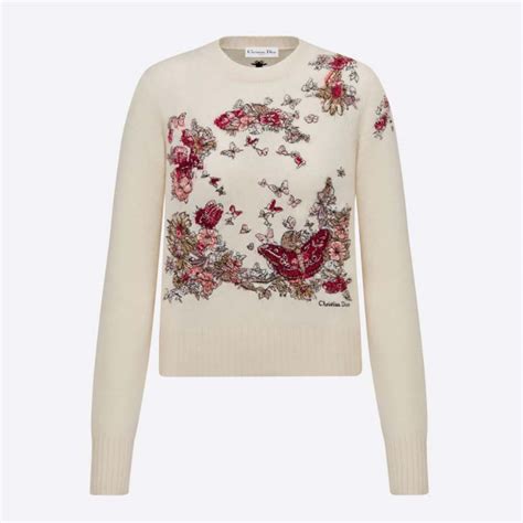 white dior sweater with bee|dior autumn sweater.